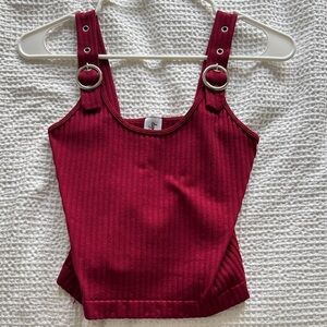 Stylish Burgundy Ribbed Seamless Crop Top